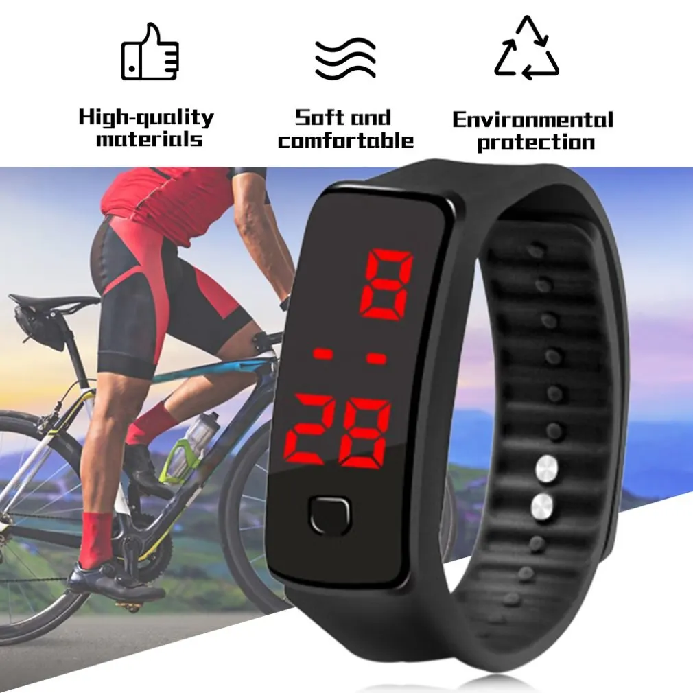 

Creative LED Silicone Wristband Bracelet Lightweight Soft Fashion Fitness Sports Band Watch for Men Women