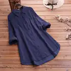 Рубашка ZANZEA женская с вышивкой, Стильная однотонная блузка с длинным рукавом, Повседневная Блузка с лацканами, туника в стиле оверсайз, весна 2021