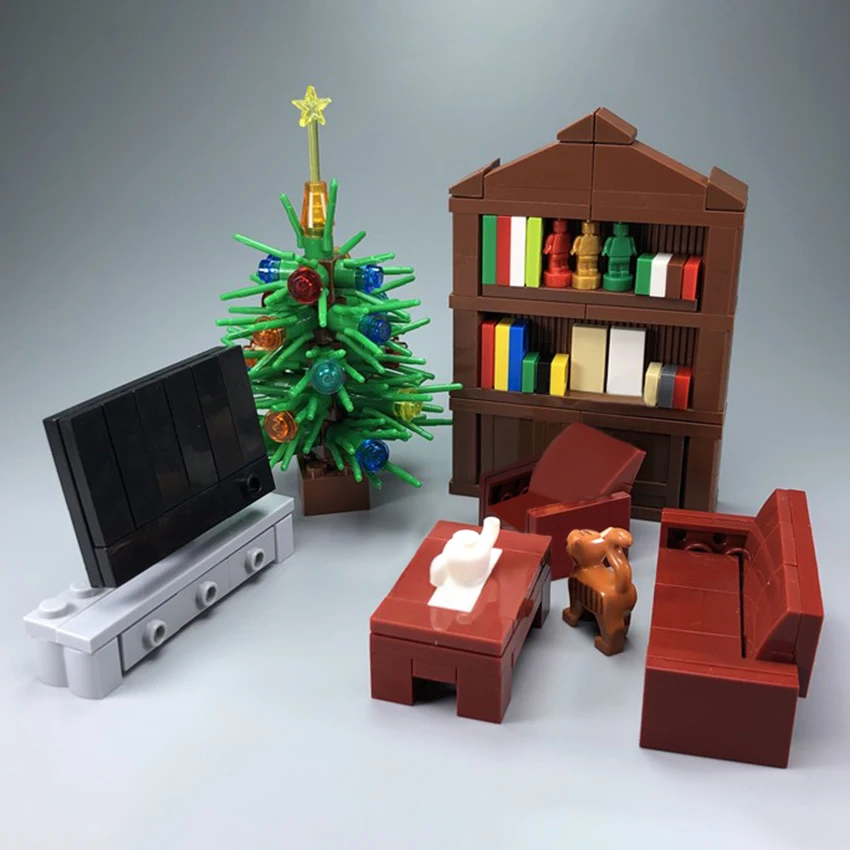 Городские Сцены Рождественская елка подарки блок Санта кедр строительные блоки