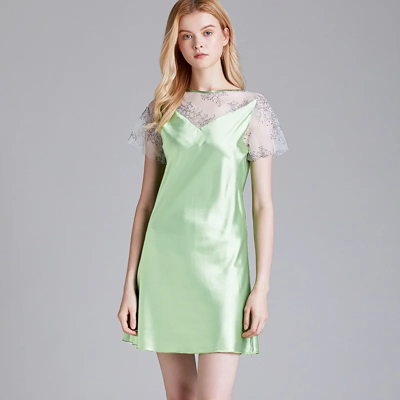 

Fashion New Nightgowns For Women young girl Nightwear Nightdress Lace Satin Silk Sleepshirt Summer Dress