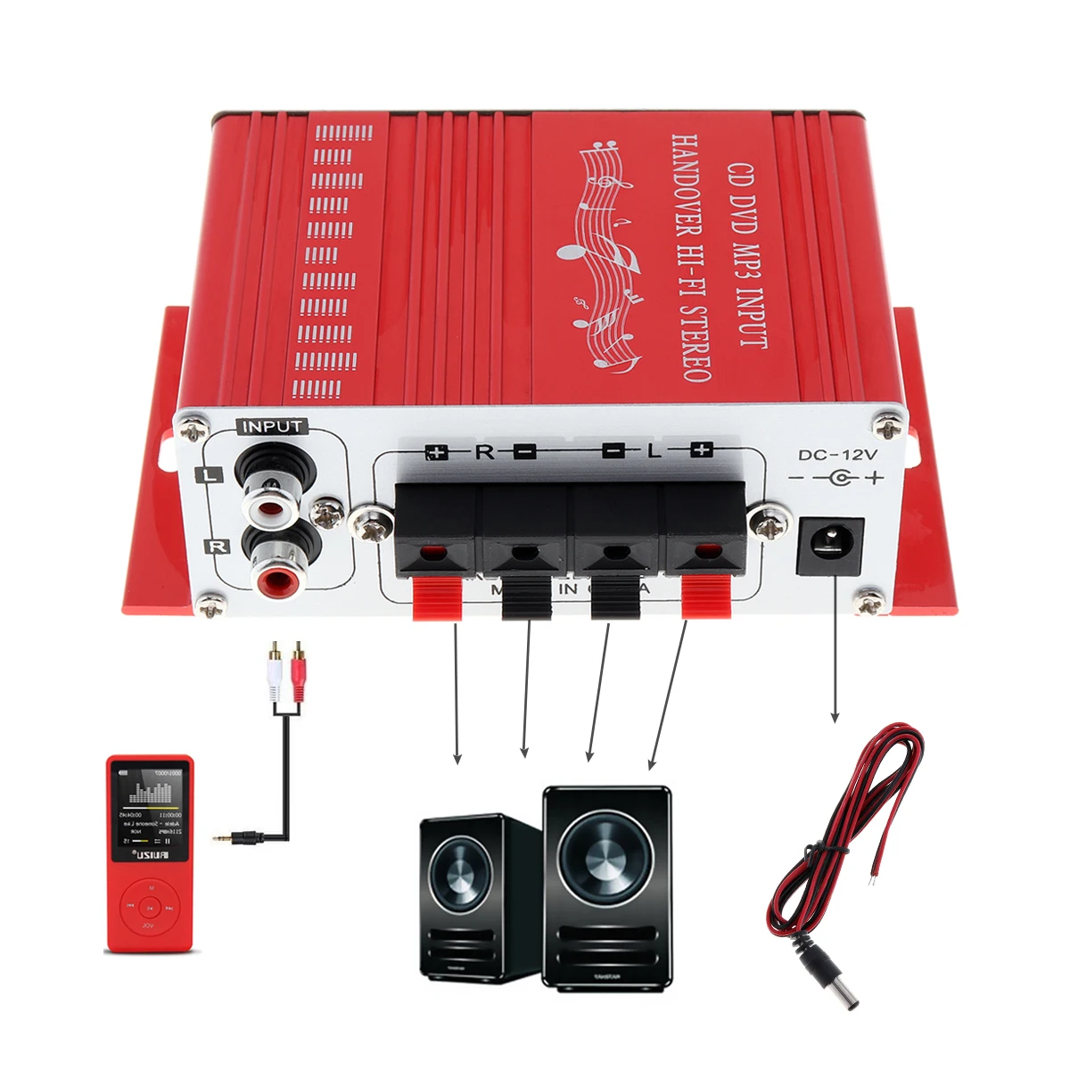 Стереоусилитель Hi Fi 12 В мини усилитель мощности для автомобиля стерео звука CD DVD