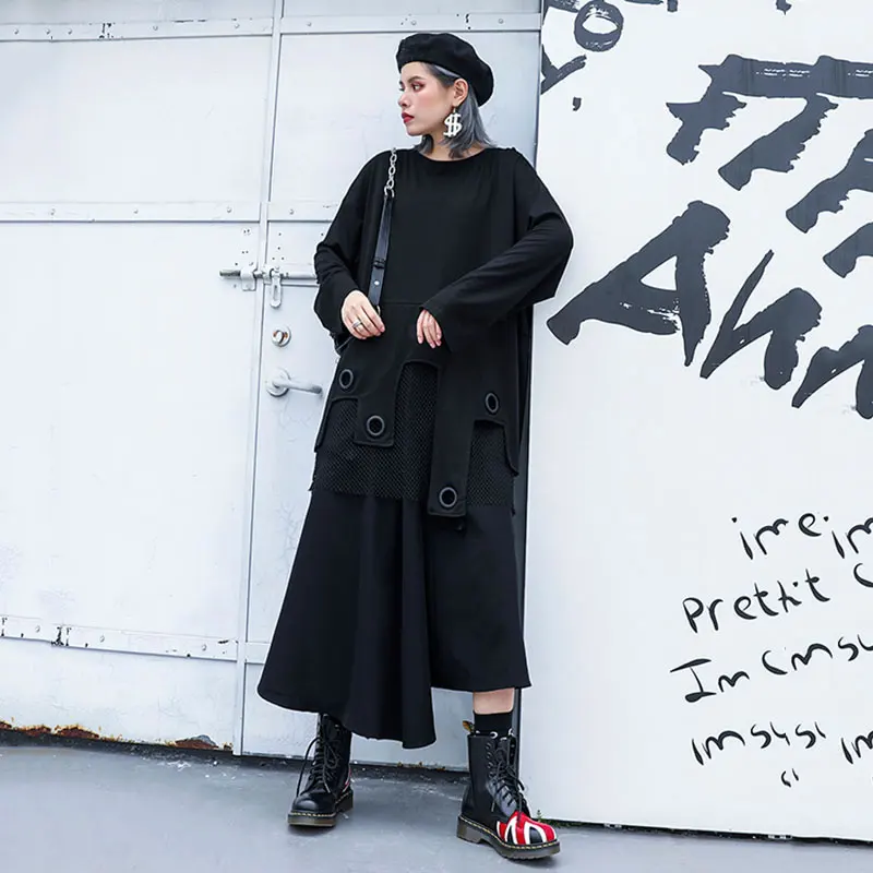 XITAO Асимметричная Черная Кружевная футболка женская модная новинка 2019 осенний