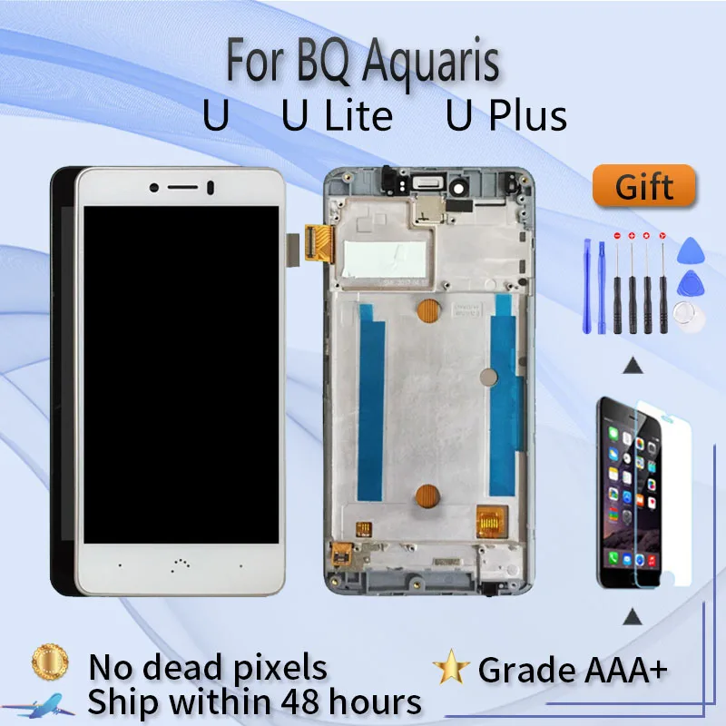 

Для BQ Aquaris U/U Lite ЖК-дисплей сенсорный экран в сборе с передним чехол Сенсорное стекло для BQ Aquaris U Plus с запасные част ЖК-дисплей Дисплей