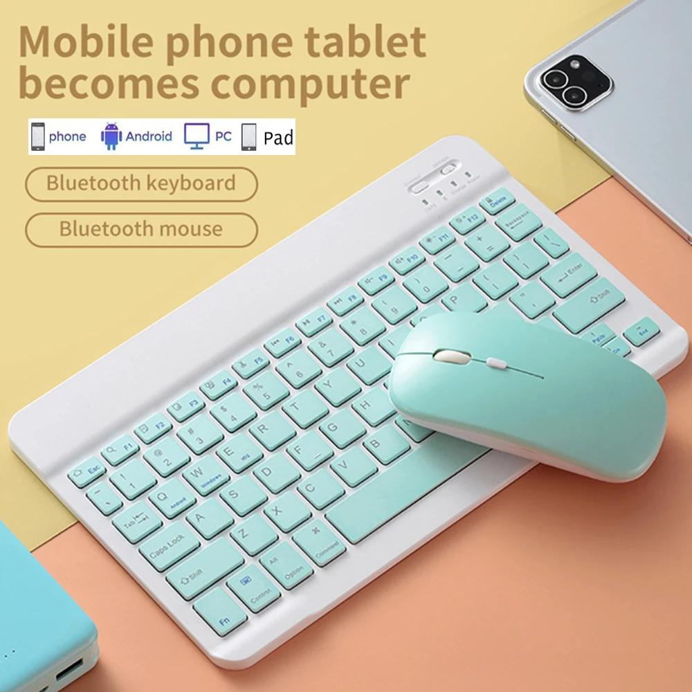 Беспроводная Bluetooth клавиатура с русской и испанской раскладкой для iPad Xiaomi Samsung