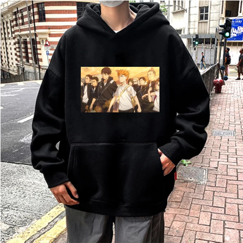 Японское аниме Харадзюку худи Haikyuu с мультяшным графическим рисунком свитшоты