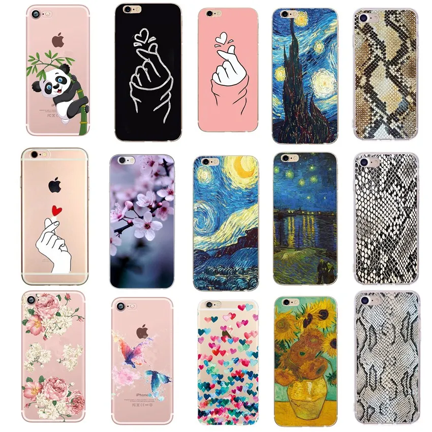 Мягкий чехол из тпу для iphone 7 силиконовый прозрачный с рисунком 8 Plus X XS Max XR 5 цветов