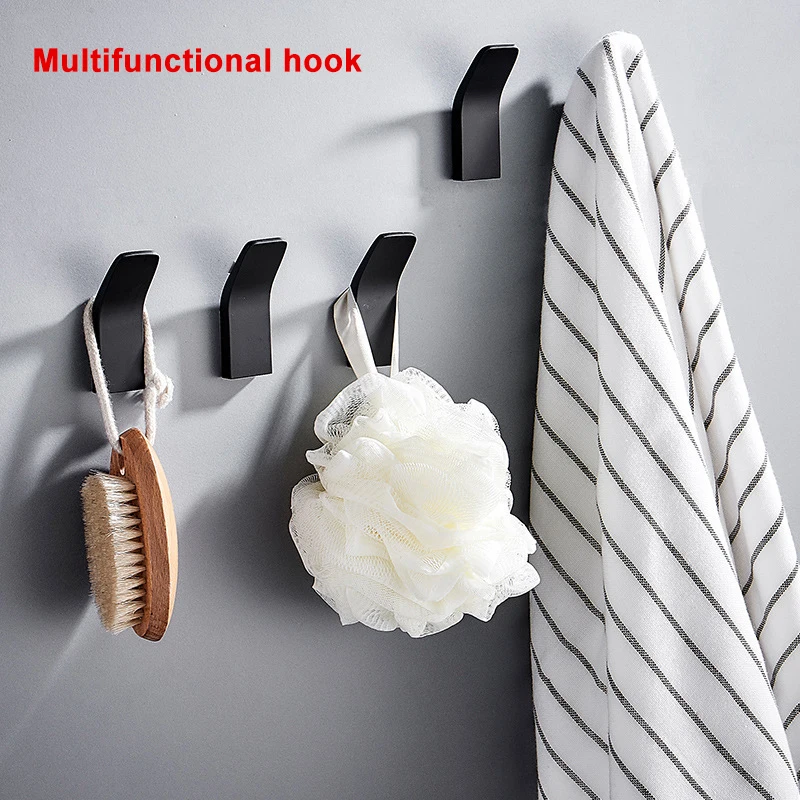 

5 Pcs Premium Adhesive Hooks Heavy Duty Wall Hooks Strong Adhesive Stick-on Towel Hook Bathroom H88F