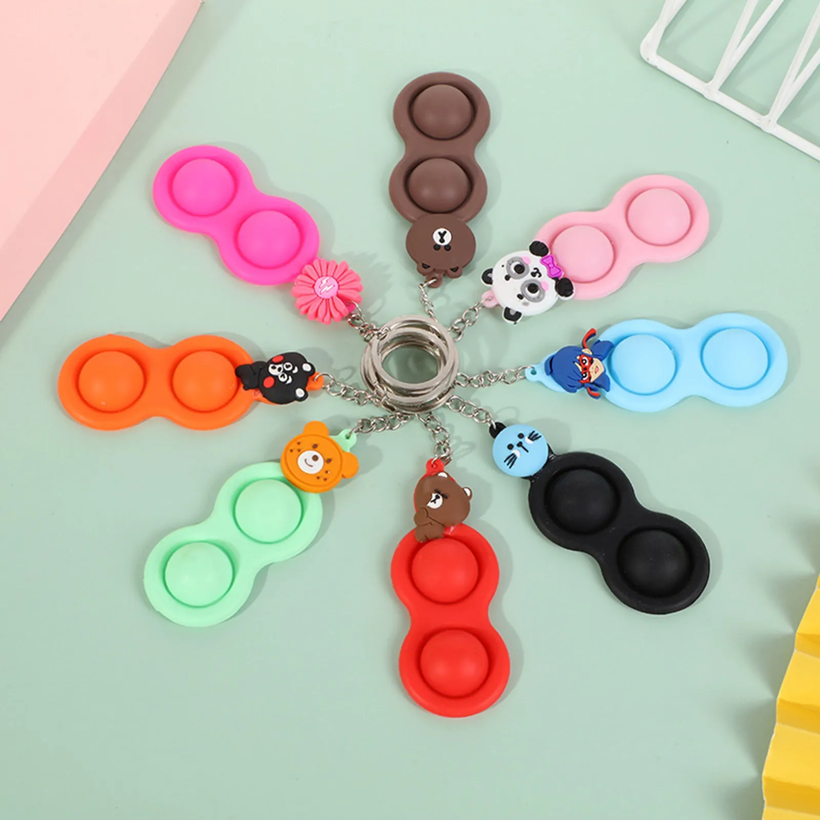 

Mini Simple dimple Keychain Fidget Toy Simple Dimple Sensory Stress Reliever Hand Toys Toy Anxiety Stress Relief Office Desk Toy