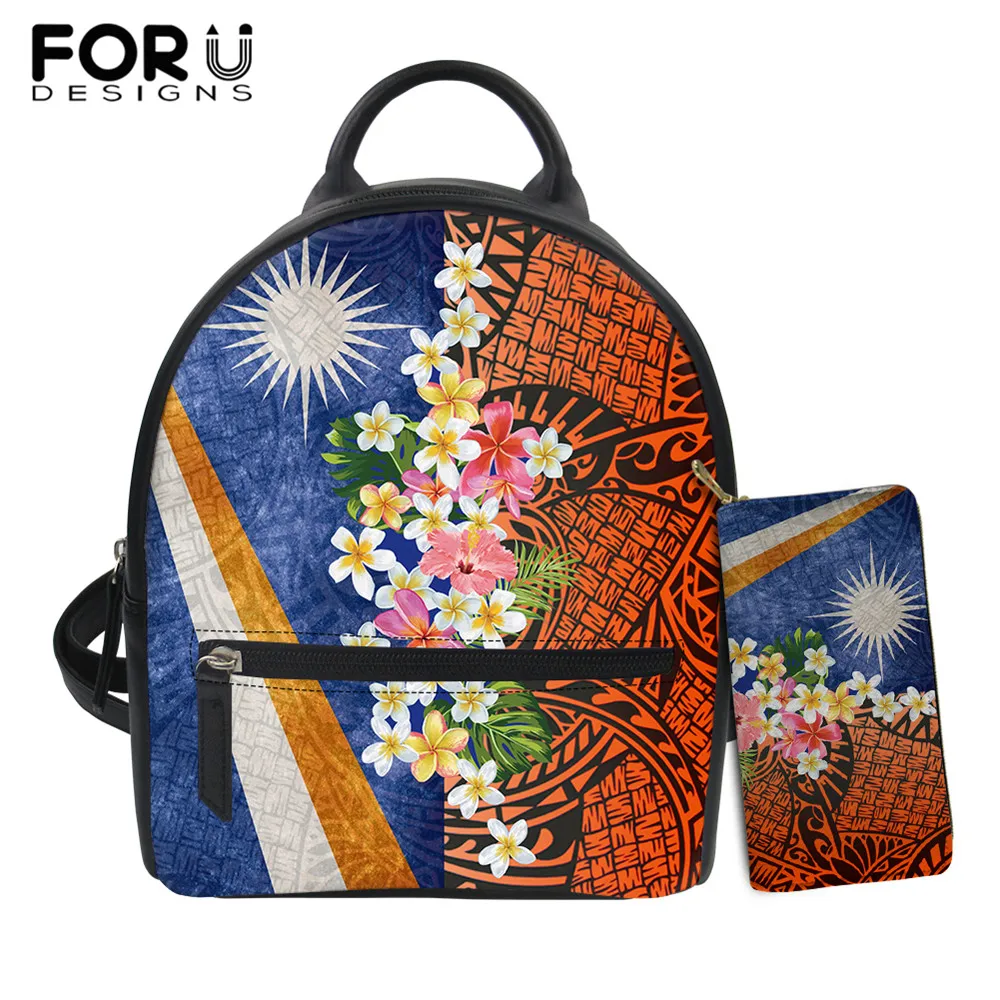

FORUDESIGNS Marshall Islands And Polynesian Tribe Pattern Brand Designer Fashion Backpacks for Lady Casual Shoulder Bolsa Women