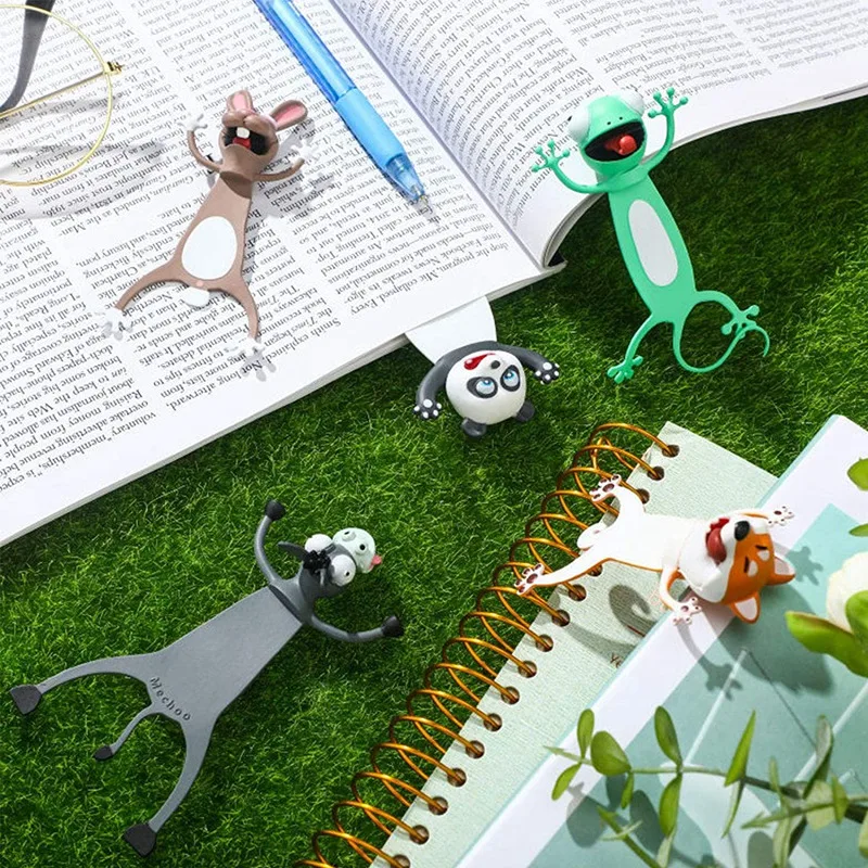 

6 Pieces 3D Cartoon Animal Bookmark Wacky Bookmark Funny Bookmarks Kawaii PVC Cartoon Bookmark Stationery