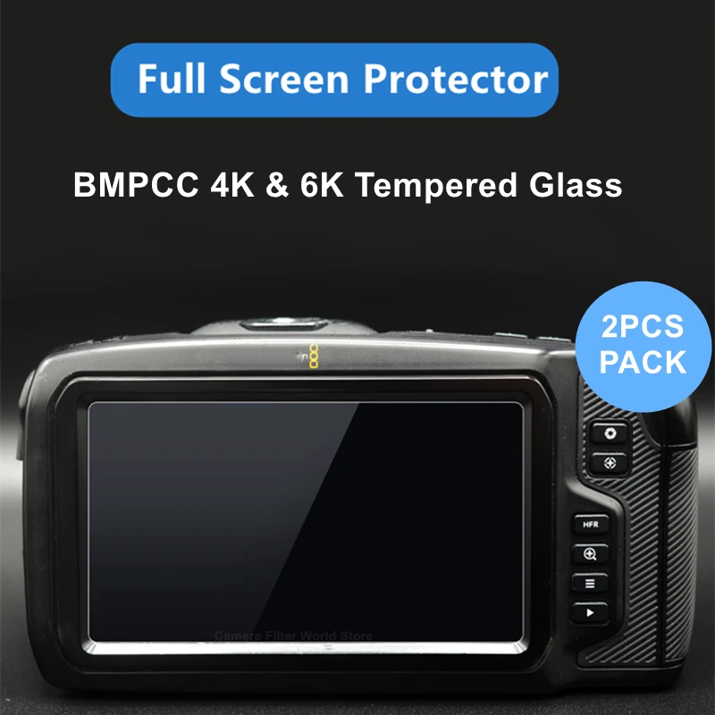 

2pcs Tempered Glass for BMPCC 4K & 6K Camera Protective Glas Screen Protector for Blackmagic Design Pocket Cinema Came 4K
