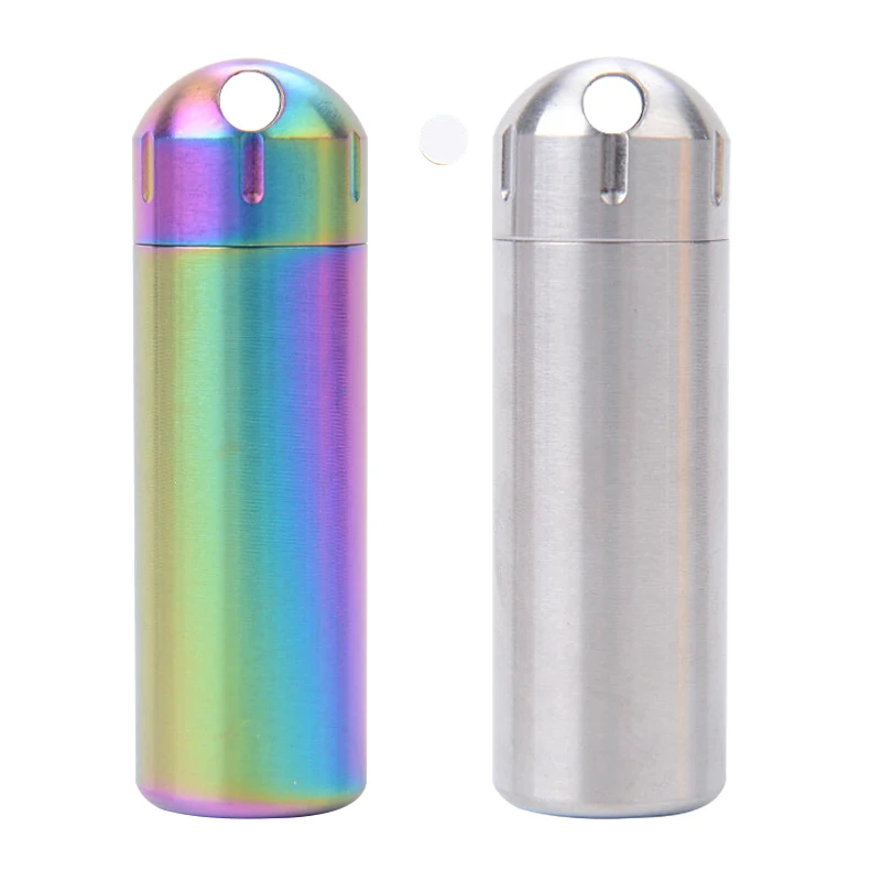 

Portable Stainless Steel Waterproof Capsule Seal Bottle Outdoor EDC Survival Pill Box Case Container Pill Bottle Tank Tools