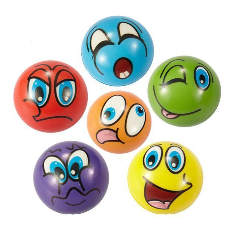 

6 Pcs 6.3cm Soft PU Cartoon Grimace Smiley Face Squeeze Balls Stress Relief Ball
