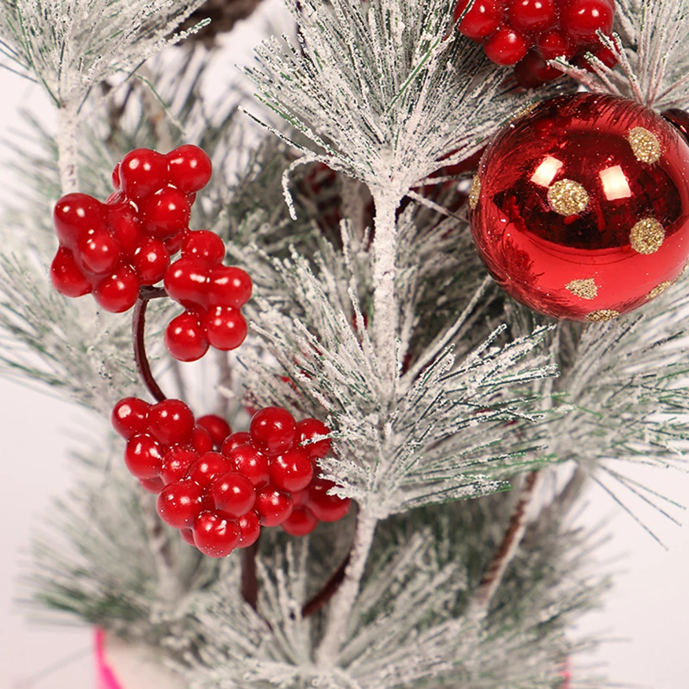 Мини орнамент на рождественскую елку липкая белая сосновая игла настольный