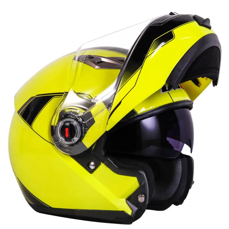LS2 FF370 бездорожье Флип Полный уход за кожей лица Мотокросс Мотоцикл мото Шлем Capacete каско с двойной щит козырек ECE - Цвет: Yellow Gray