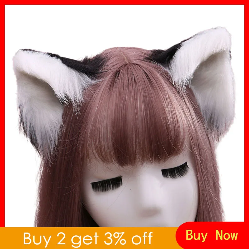 Lovely Furry Animal Beast Ears Hair Clip Anime Lolita Wolf Cat Cosplay Hairpins M89E
