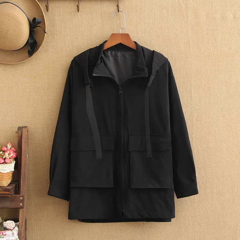 

Plus Size Jacket For Women Spring Collection Short Trench Coat 220 Pounds Lady's Trench Large Size Blazer For Fatwomen In Fall