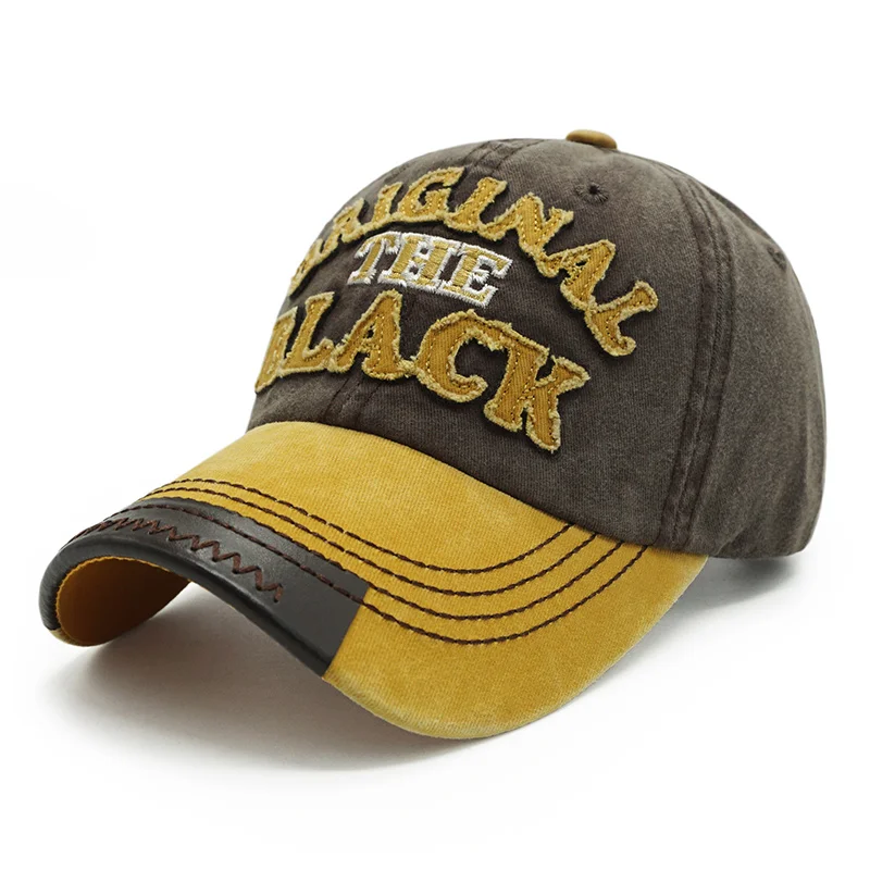 KUNBKANG, винтажная хлопковая бейсболка, мужская, летняя, повседневная, Snapback, шапки для женщин, Gorras, папа, шапка с надписью, черная, Мужская бейсболки из промытого хлопка - Цвет: yellow