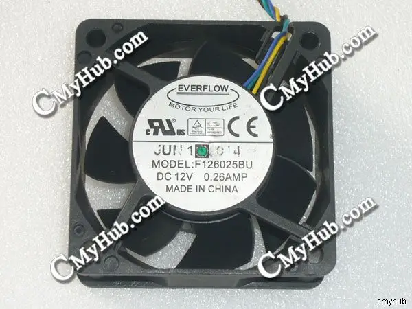 Для EVERFLOW F126025BU DC12V 0.26A 6025 6 см 60 мм 60x60x25 4pin 4 провода Вентилятор охлаждения|Кулеры и