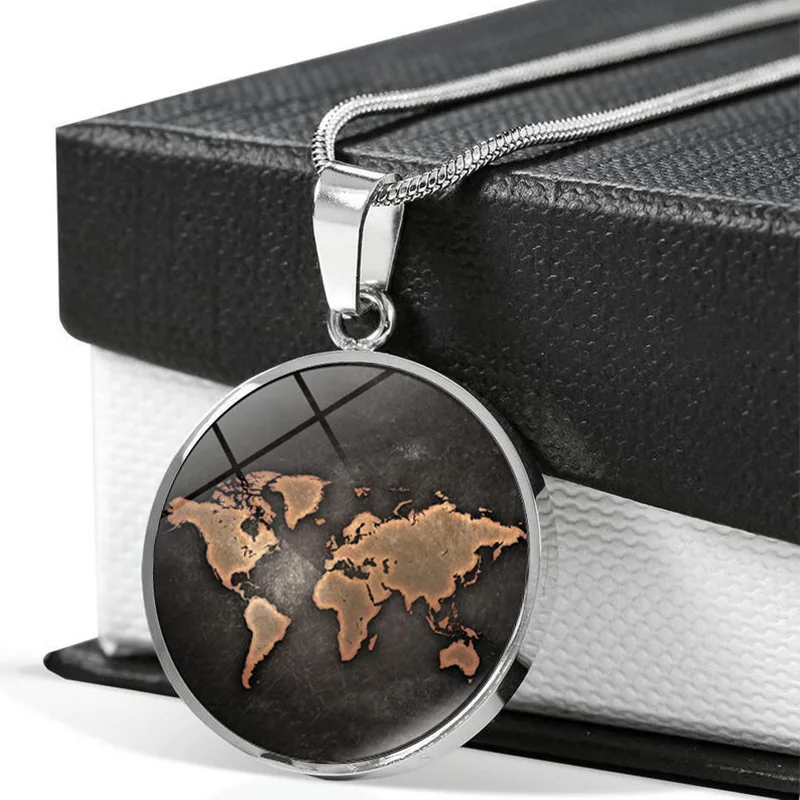 Женское Ожерелье чокер с кристаллами черное ожерелье изображением карты мира