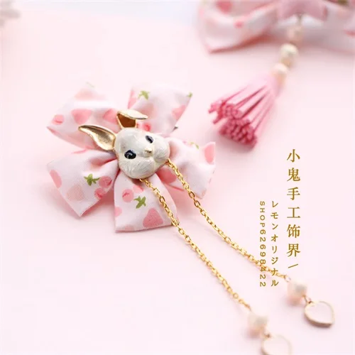 Серебристый Японское кимоно Вишневый кружевной бант Kawaii Кролик ободок для головы наголовный обруч Милые Женские Розовые заколки с орнаментом аксессуары для волос - Цвет: Серебристый