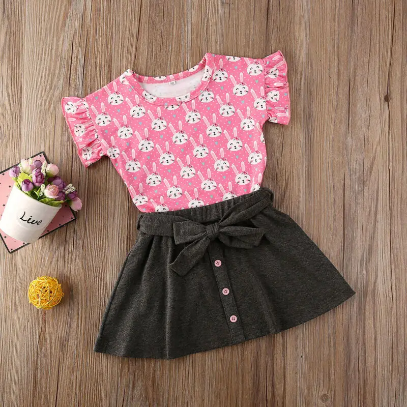 Одежда для девочек комплект из 2 предметов новорожденных Пасхальная маленьких