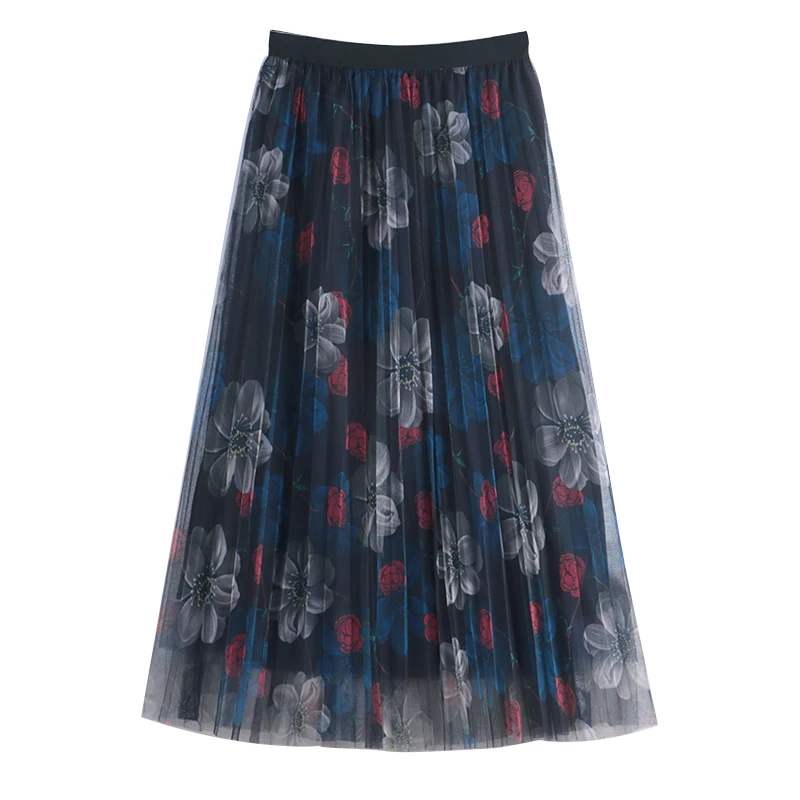 

Smlinan 2021 Spring Summer Pleated Skirt Korean Fashion Grace Casual Vintage Bohemian Skirts High-waisted Floral Long Skirt