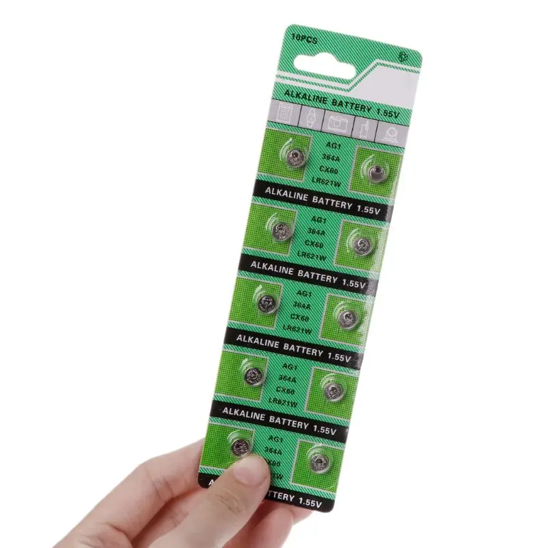 

10PCS Watch Battery AG1 1.55V 364 SR621SW LR621 621 LR60 CX60 Alkaline Button Coin Cell Batteries
