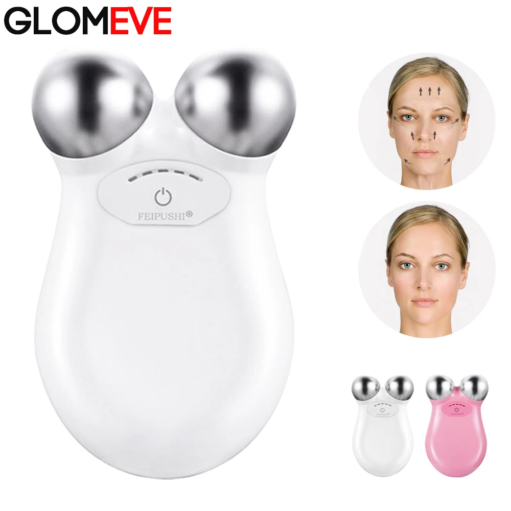 Роликовый массажер для лифтинга лица микротоками EMS подтяжки кожи против