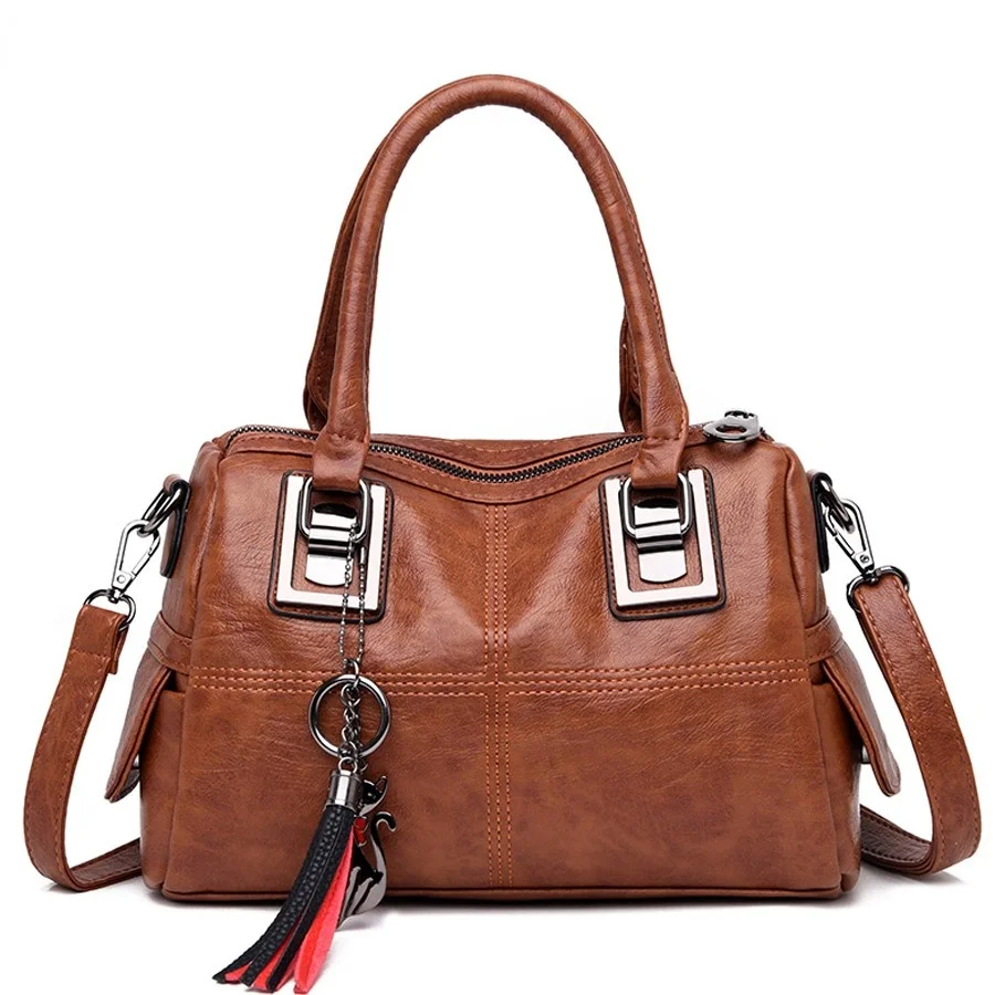 

Vintage Leather Ladies HandBags Women New Messenger Bags TotesTassel Designer Crossbody Shoulder Bag Boston HandBags Sac a main