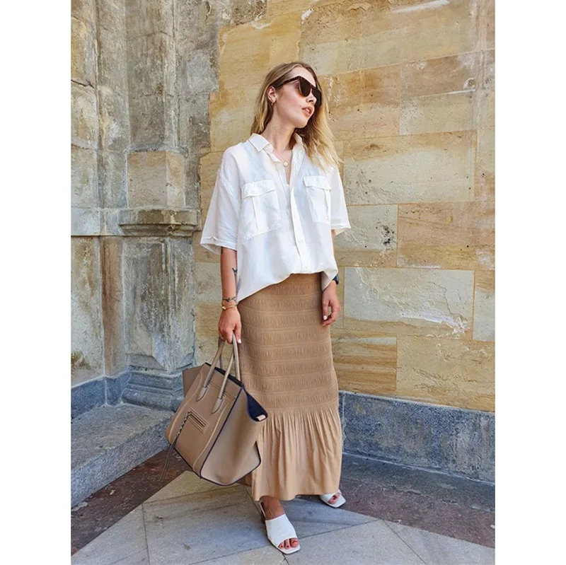 Плиссированная юбка миди Ardenza модная облегающая черного/верблюжьего цвета юбки с