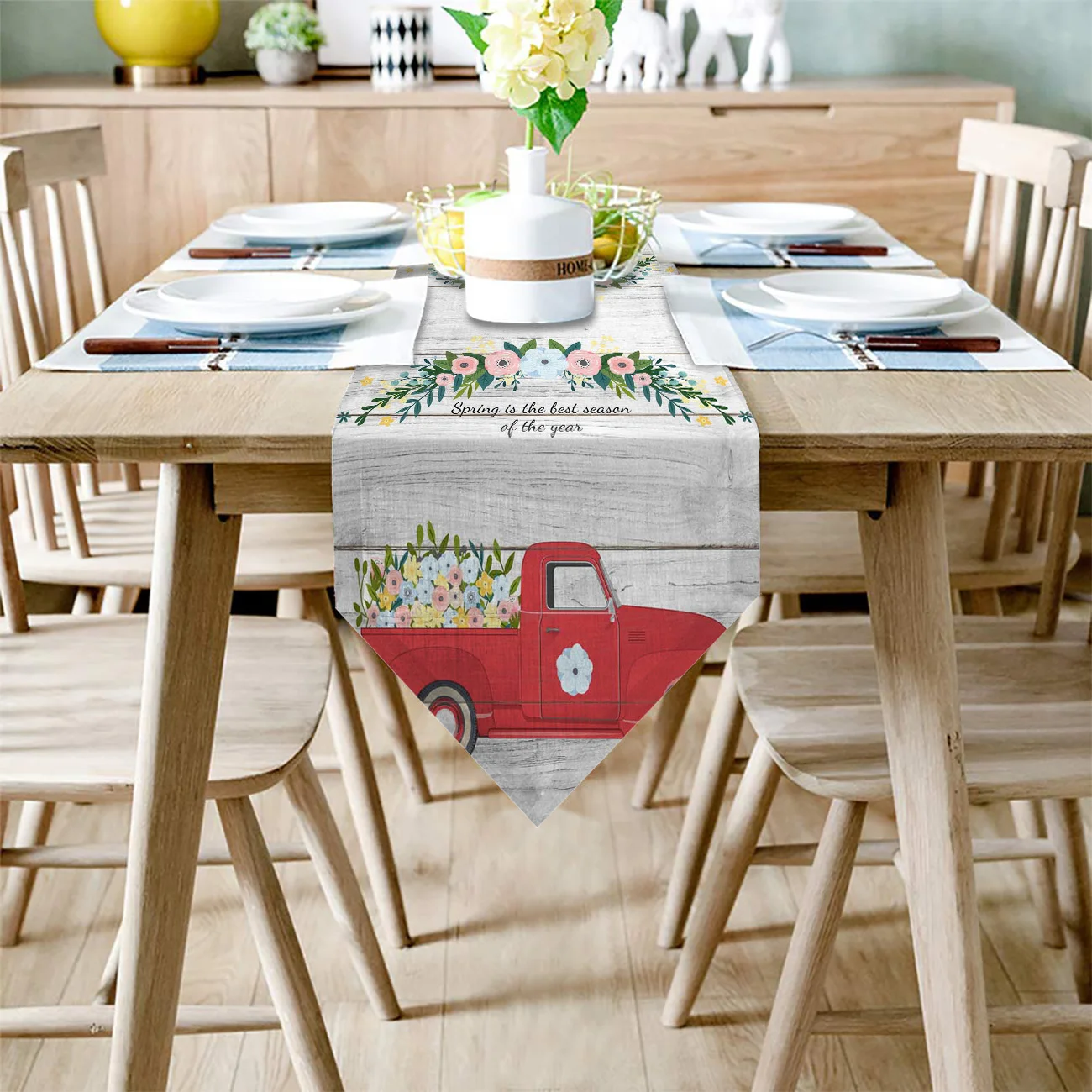 Весенние красные скатерти на колесиках с цветами и деревянным лицевым покрытием