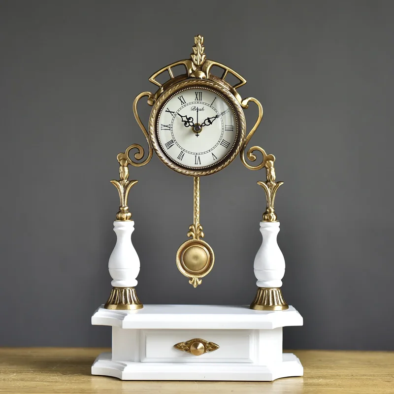 Скандинавские Роскошные Настольные часы маятник старинный деревянный стол