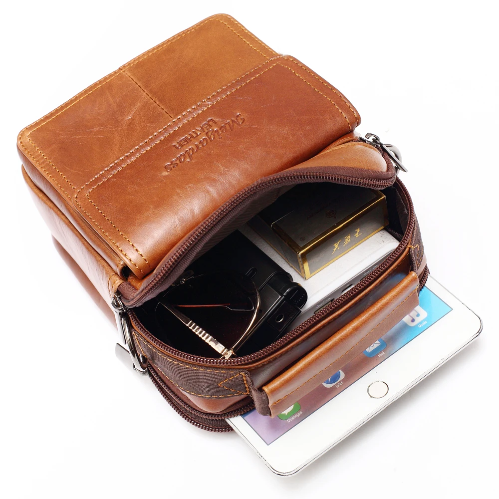 Сумка на плечо с откидной крышкой для мужчин саквояж-мессенджер из натуральной