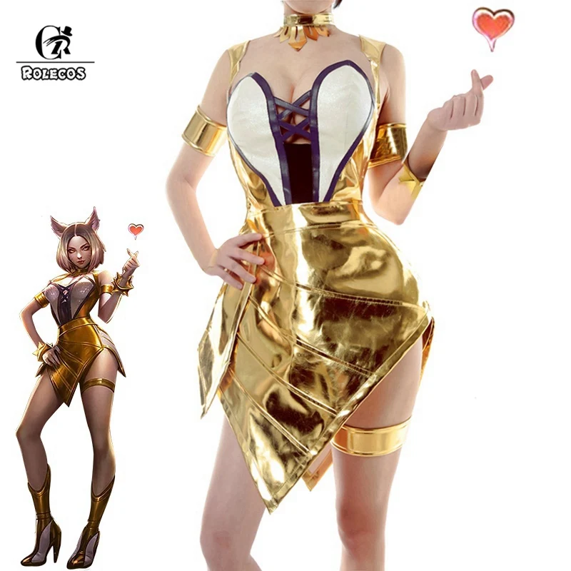 Женский костюм для косплея ROLECOS Prestige Edition Ahri пикантный KDA LOL на Хэллоуин вечернее