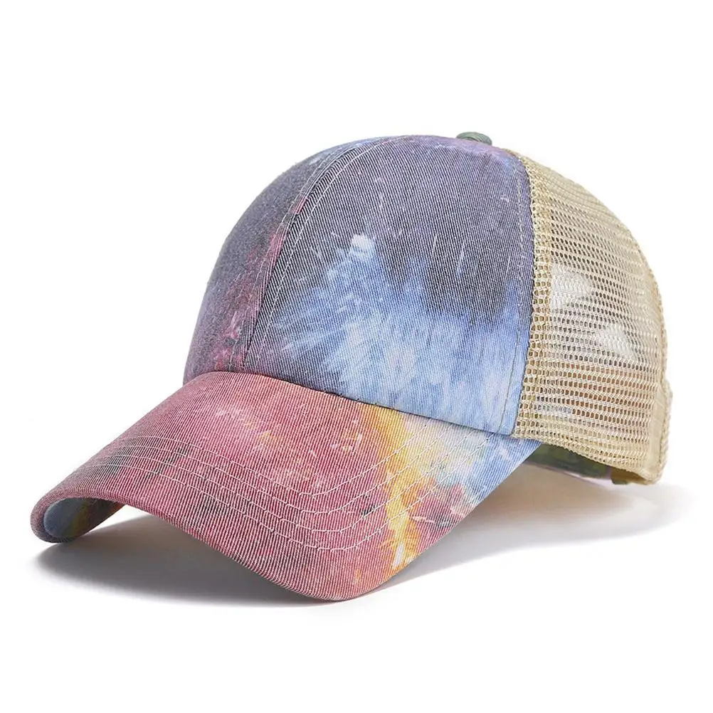 

Бейсбольная кепка с регулируемым завязкой и крашеным козырьком, Спортивная Кепка, Женская хлопковая кепка от солнца с перекрестным хвостом...