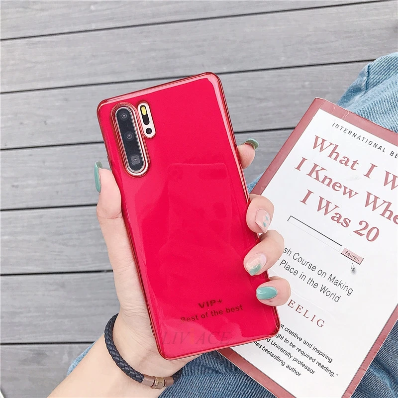 red Роскошный мягкий чехол из ТПУ с покрытием для huawei p30 pro p20 lite mate 20 30 honor 9 10 lite 8x p smart y9 nova 3 3i силиконовый чехол - Цвет: red