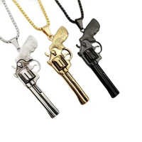 men retro color gun pendant necklace fashion 316l stainless steel hip hop revolver gun necklace mens jewelry accessasories