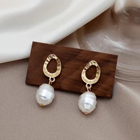 s925 retro simple pearl earrings womens temperament fashion pearl earrings sweet and lovely alloy earrings for women