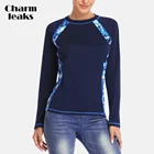 Charmleaks Женская быстросохнущая рубашка с длинным рукавом Лоскутная Рашгард для вождения Топ Rashguard UPF50 + походные рубашки
