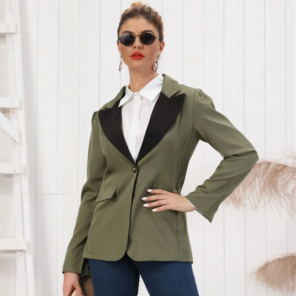 2019 весенне-осенние приталенные женские куртки блейзер с карманами Офисная