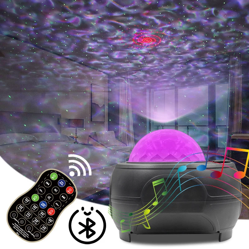 Colorful starry sky and Galaxy projector, Bluetooth, voice control, music player, LED night light, USB charging