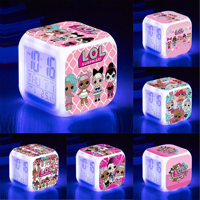 Оригинальные яркие светодиодные светящиеся часы будильник LOL Surprise фигурки аниме