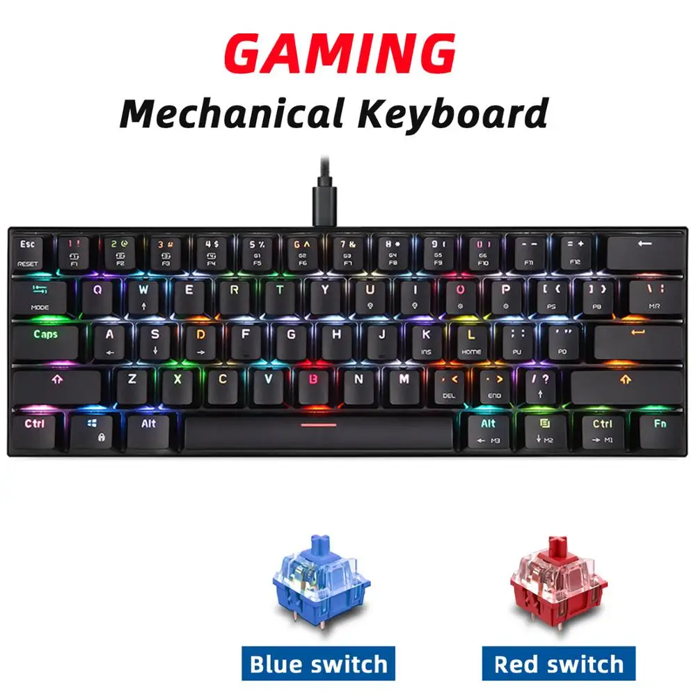 Механическая игровая клавиатура MOTOSPEED CK61 RGB с голубыми переключателями