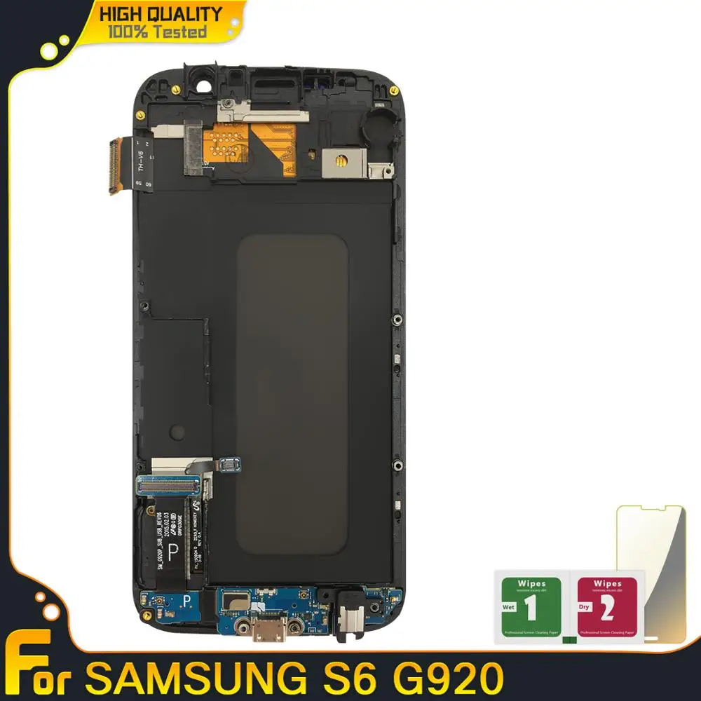 Для Samsung Galaxy S6 G920 ЖК дисплей с сенсорным экраном дигитайзер сборка Замена рамкой