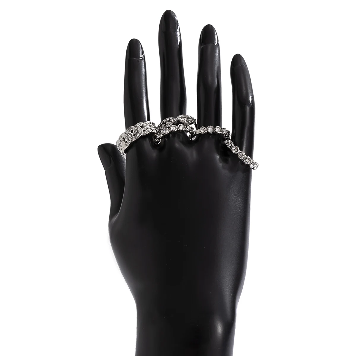 

5Pcs/Sets Bohemian Geometric Rings Sets Clear Crystal Rhinestone Stone Silver Color Opening Rings for Women Jewelry Accessories