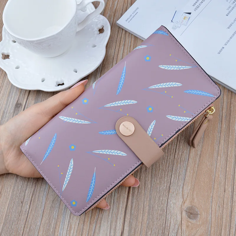 New style ladies wallet women long zipper buckle Korean fashion printing thin wallet multi-card position soft wallet card case