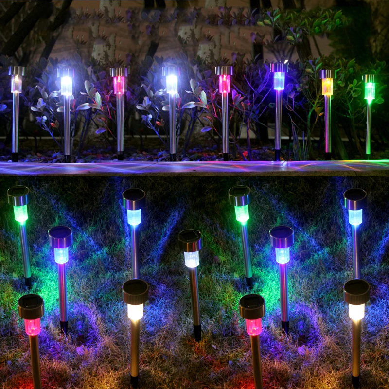 구매 12pcs Led 태양 정원 조명 야외 태양 광 전원 램프 랜 턴 방수 풍경 조명 통로 파티오 마당 잔디 장식