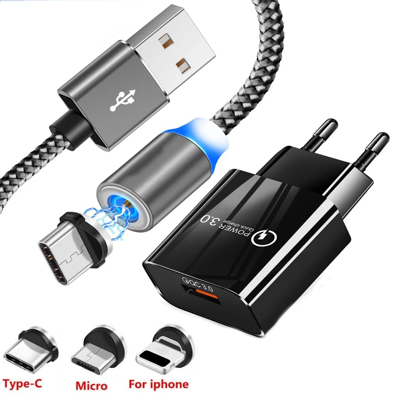 Магнитный Кабель-адаптер USB Type-C для быстрой зарядки iPhone 11 Pro MAX Samsung S10 Note 10 Honor 5 5A 5C 6A