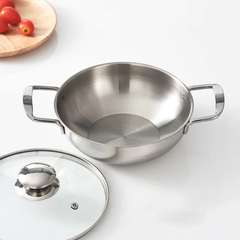 Soup Pot Stainless Steel Thickening Force Household Dry Frying Pan Small Hot Mini Noodle Kitchen | Дом и сад